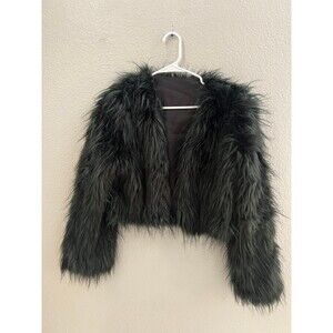 Green faux fur shag jacket